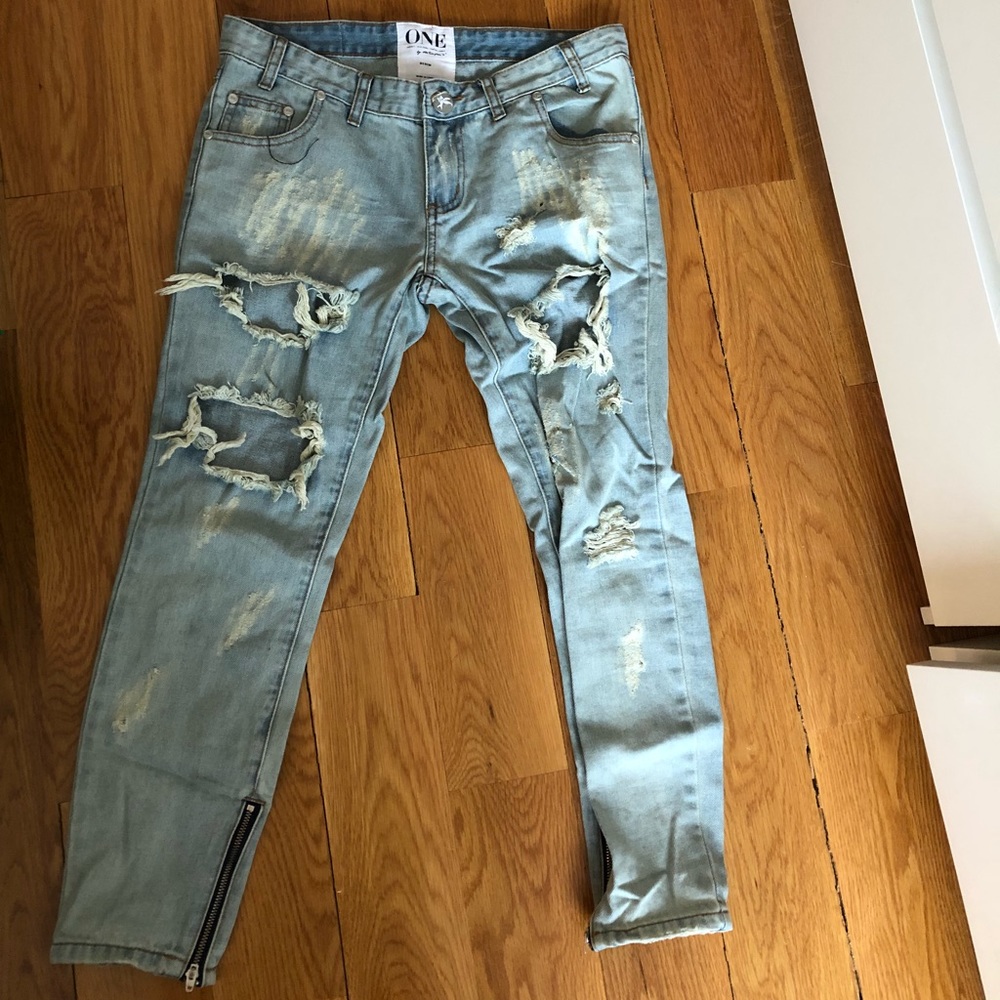 One by One Teaspoon distressed denim